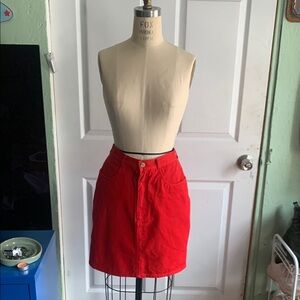 Vintage Red Pencil Mini Skirt for Casual Resort Wear